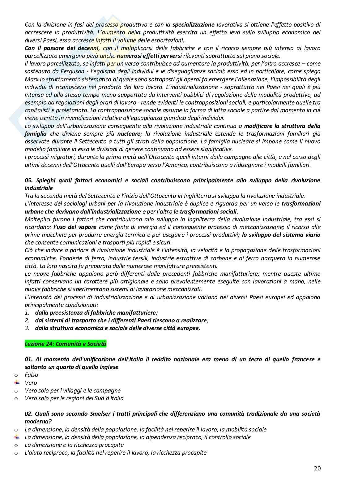 Paniere completo di Sociologia urbana del turismo e delle comunità locali - Risposte multiple e aperte - aggiornato (2026) Pag. 21