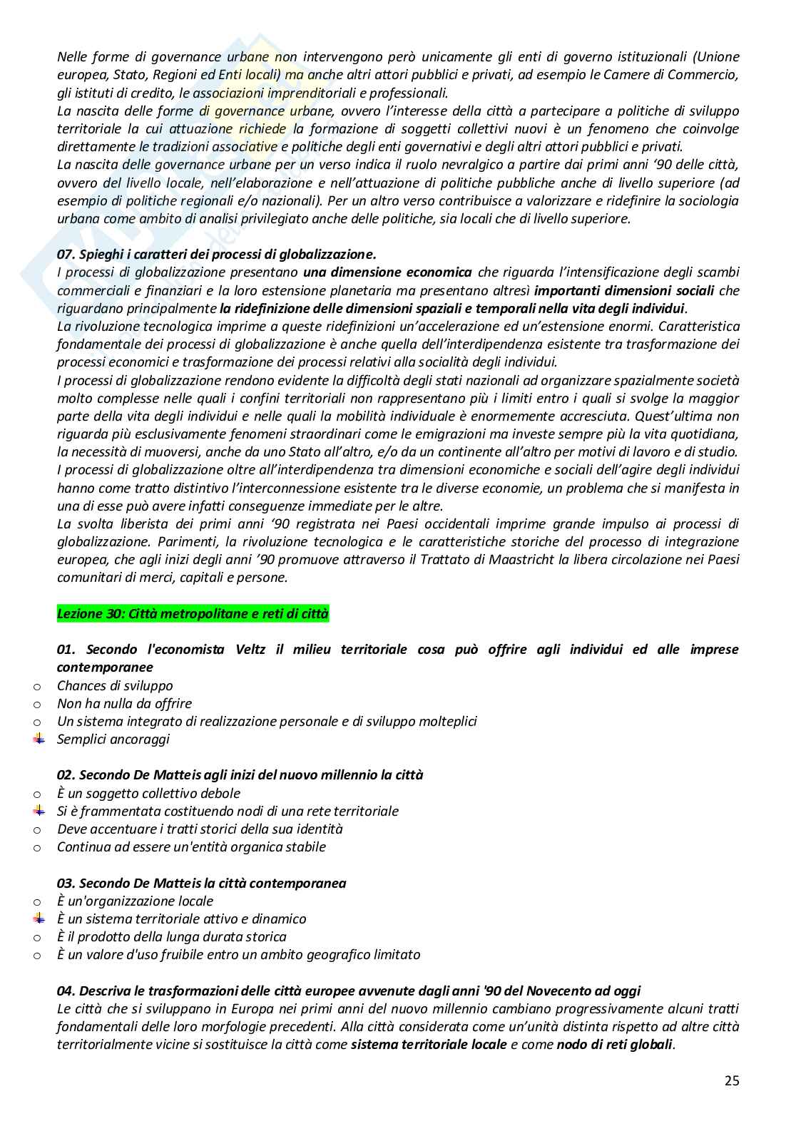 Paniere completo di Sociologia urbana del turismo e delle comunità locali - Risposte multiple e aperte - aggiornato (2026) Pag. 26