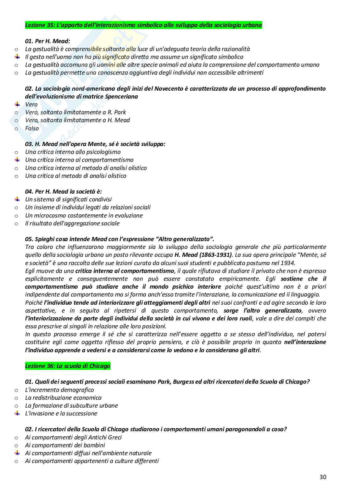 Paniere completo di Sociologia urbana del turismo e delle comunità locali - Risposte multiple e aperte - aggiornato (2026) Pag. 31