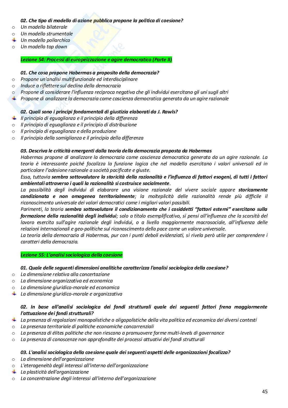 Paniere completo di Sociologia urbana del turismo e delle comunità locali - Risposte multiple e aperte - aggiornato (2026) Pag. 46