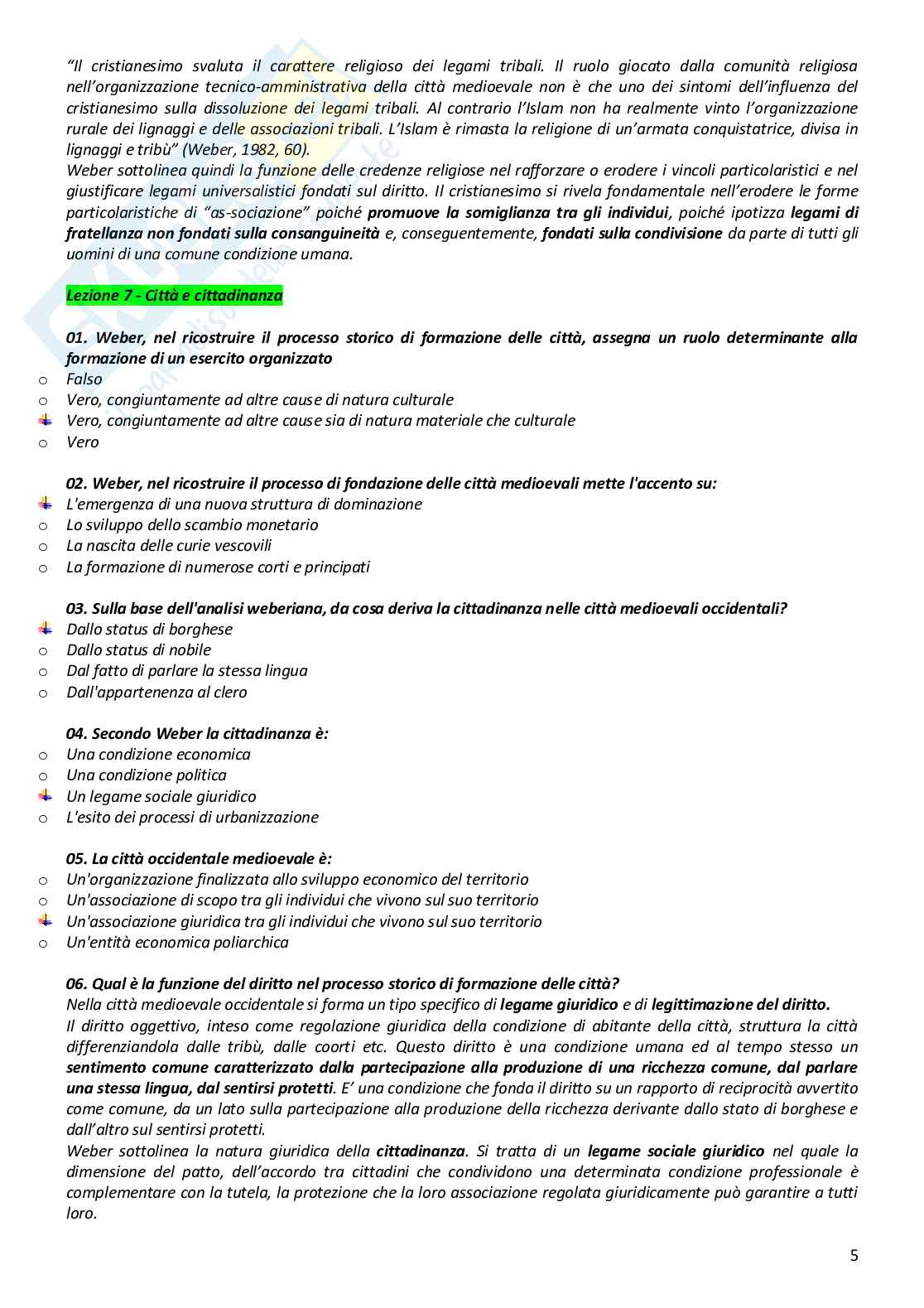 Paniere completo di Sociologia urbana del turismo e delle comunità locali - Risposte multiple e aperte - aggiornato (2026) Pag. 6