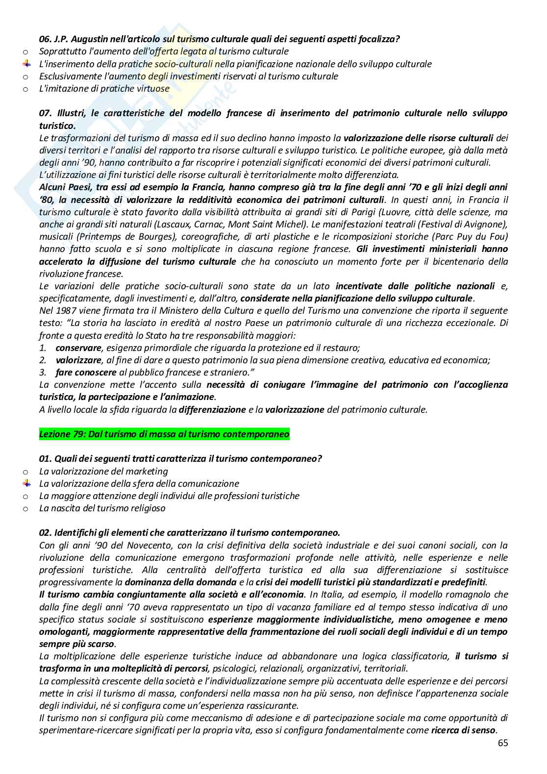 Paniere completo di Sociologia urbana del turismo e delle comunità locali - Risposte multiple e aperte - aggiornato (2026) Pag. 66