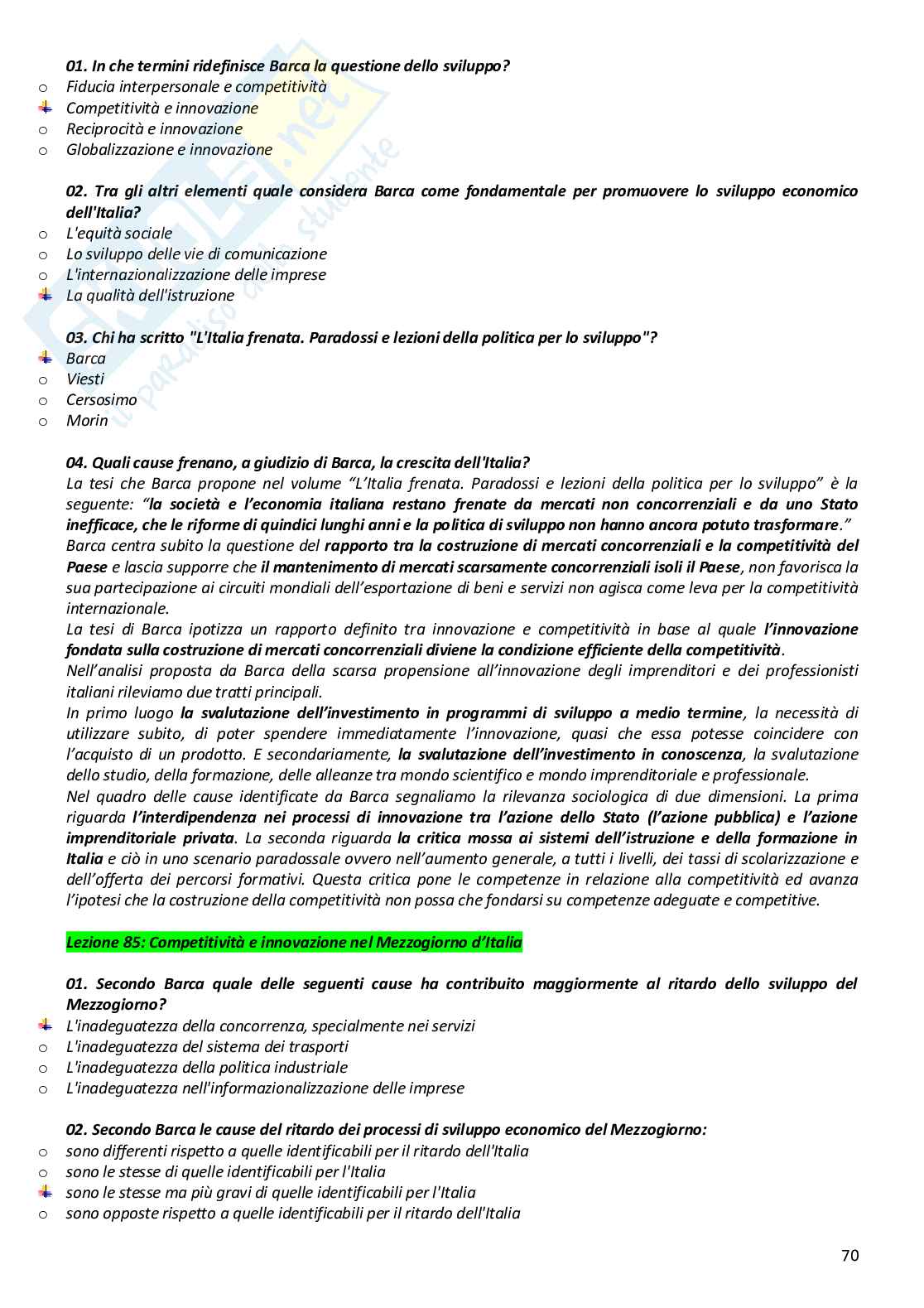 Paniere completo di Sociologia urbana del turismo e delle comunità locali - Risposte multiple e aperte - aggiornato (2026) Pag. 71