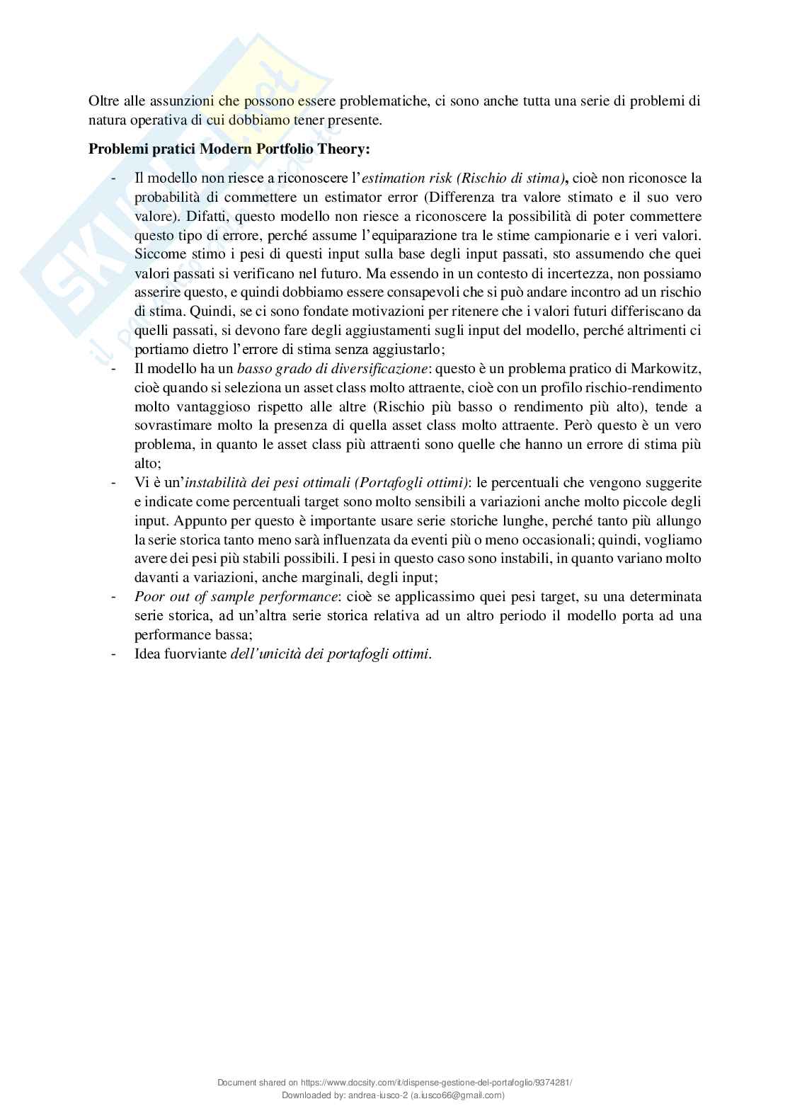 Gestione del portafoglio Pag. 11