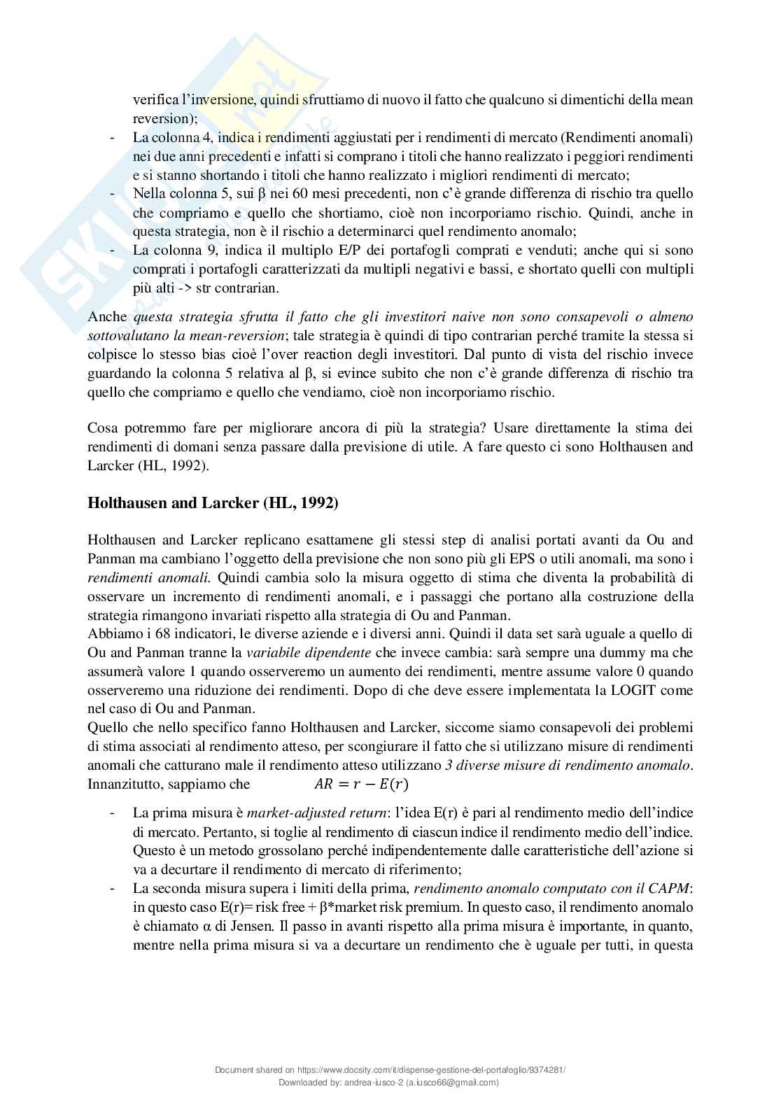 Gestione del portafoglio Pag. 36