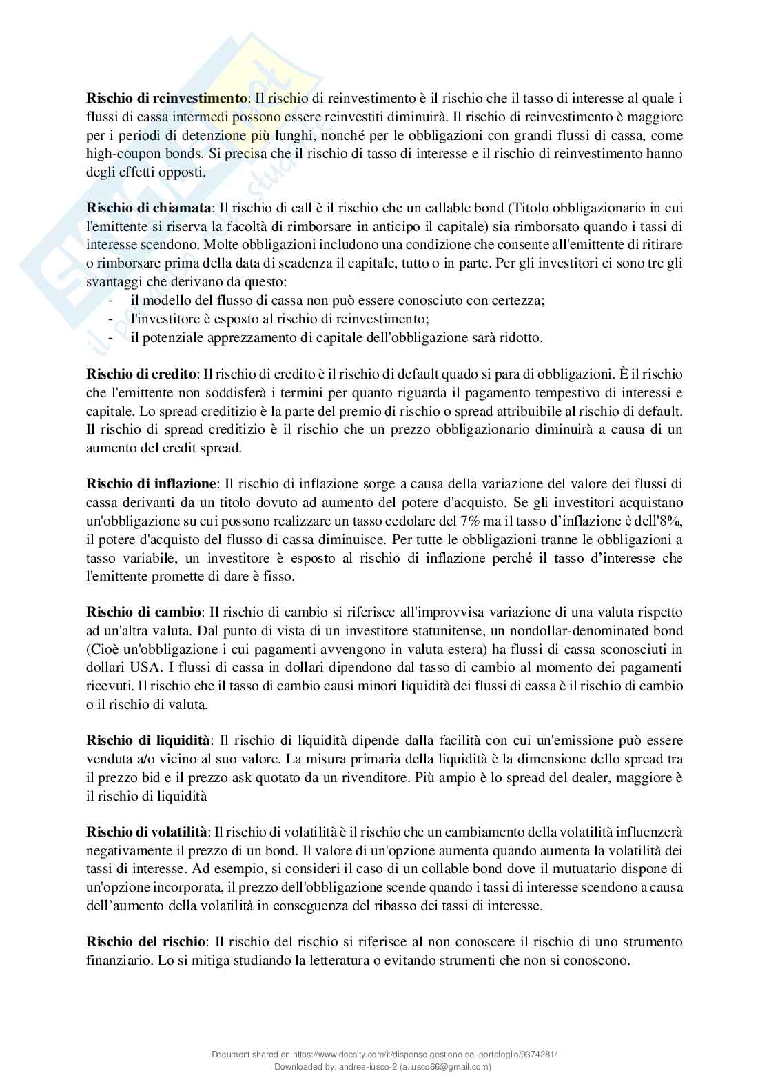 Gestione del portafoglio Pag. 66