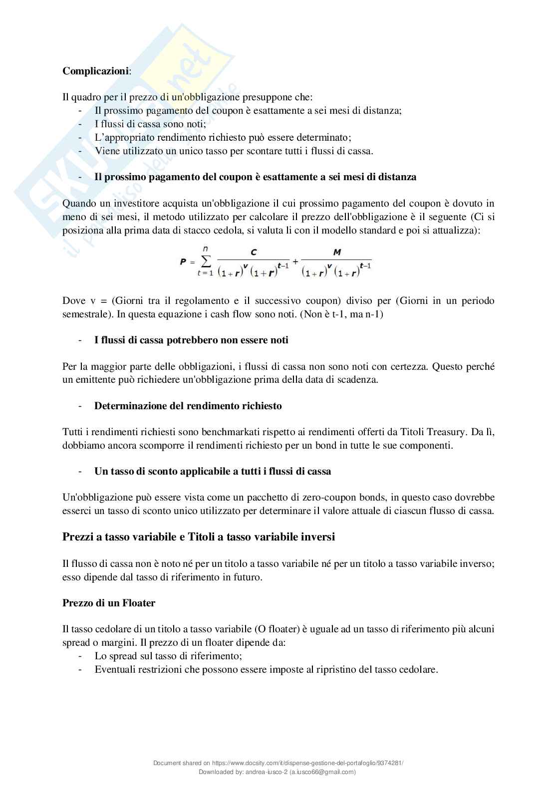 Gestione del portafoglio Pag. 71