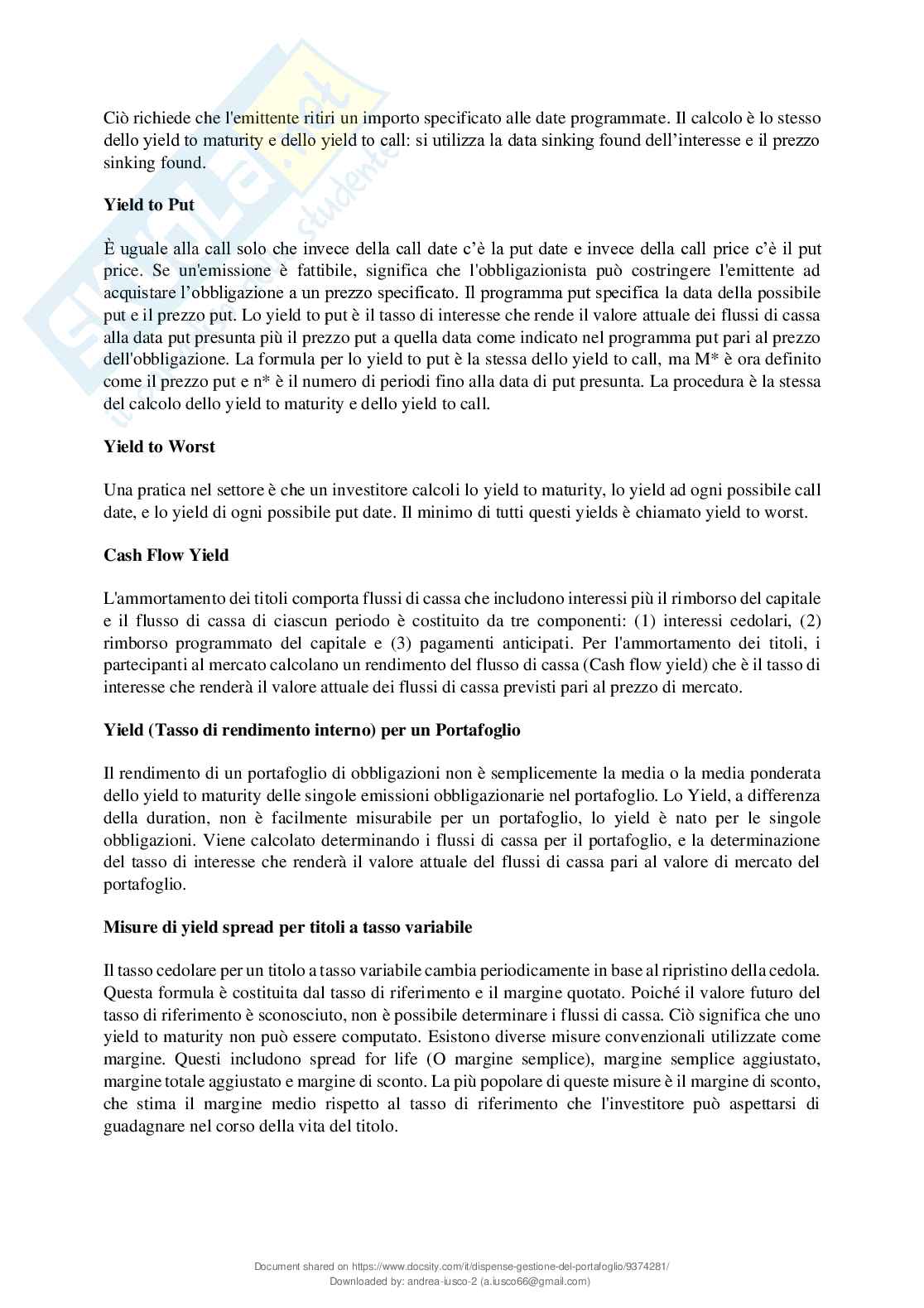 Gestione del portafoglio Pag. 76