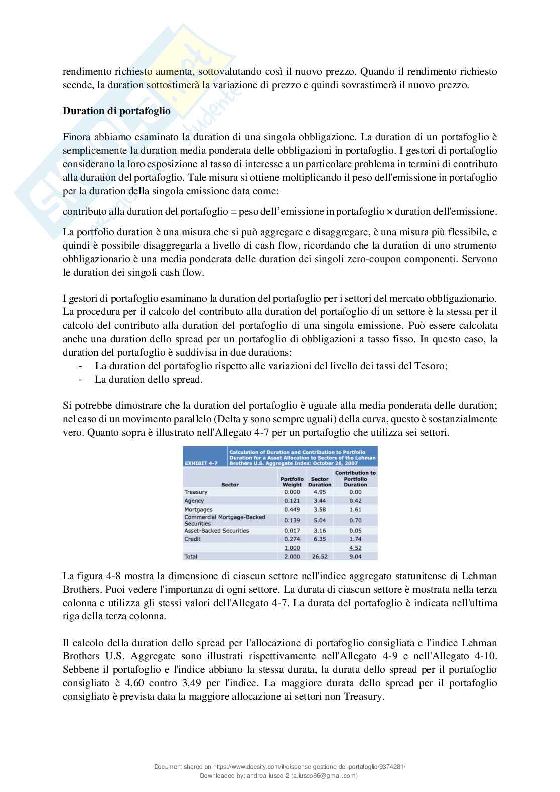 Gestione del portafoglio Pag. 86
