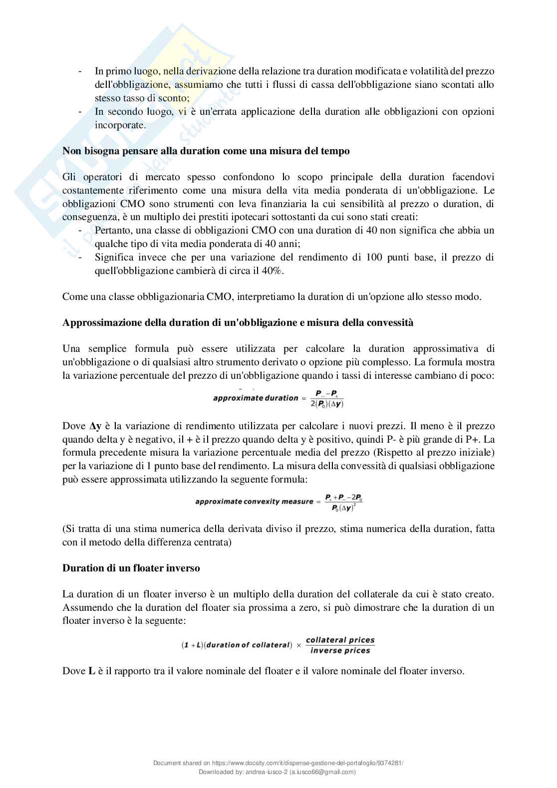 Gestione del portafoglio Pag. 91