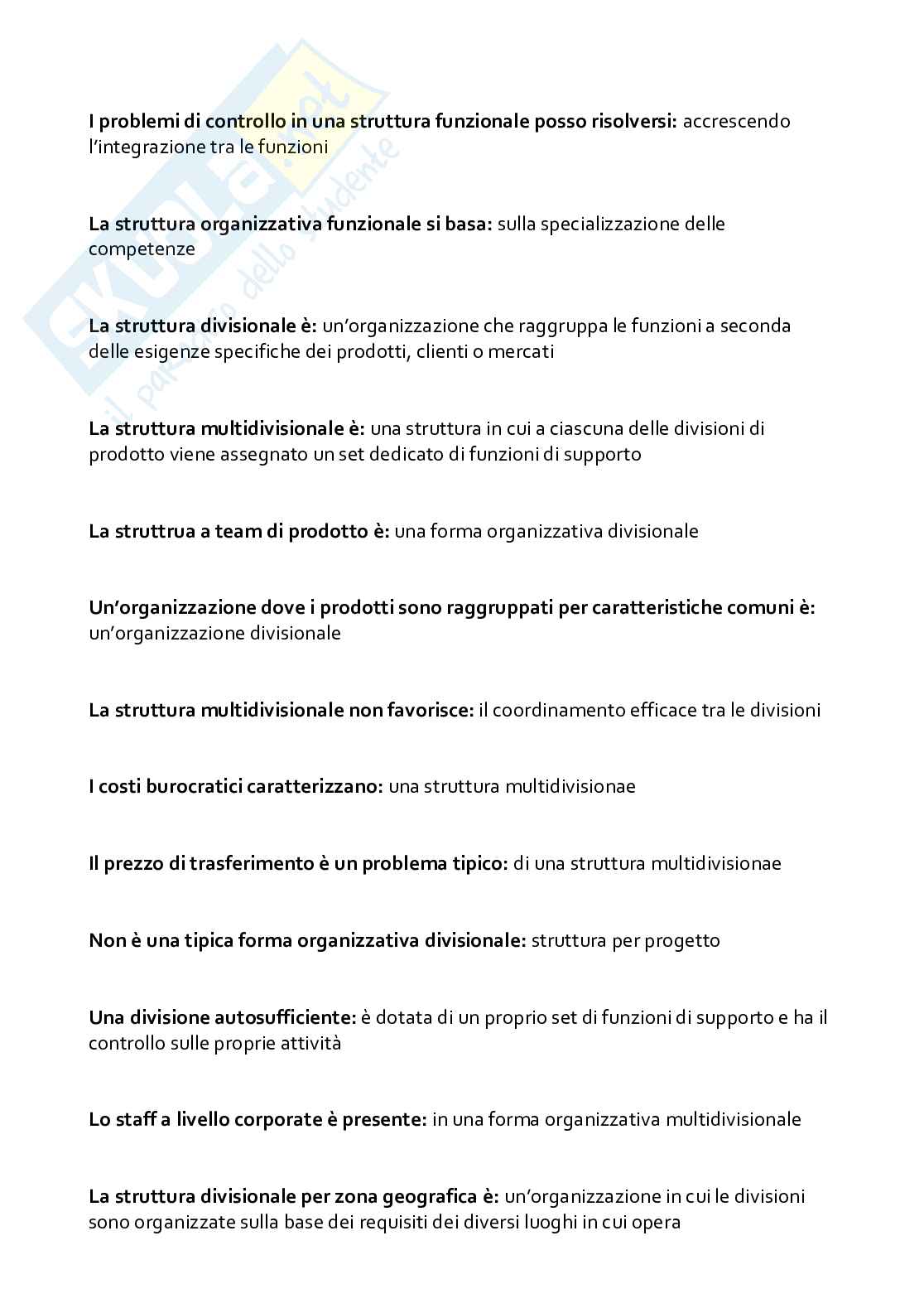 Paniere aggiornato di Organizzazione aziendale  Pag. 61