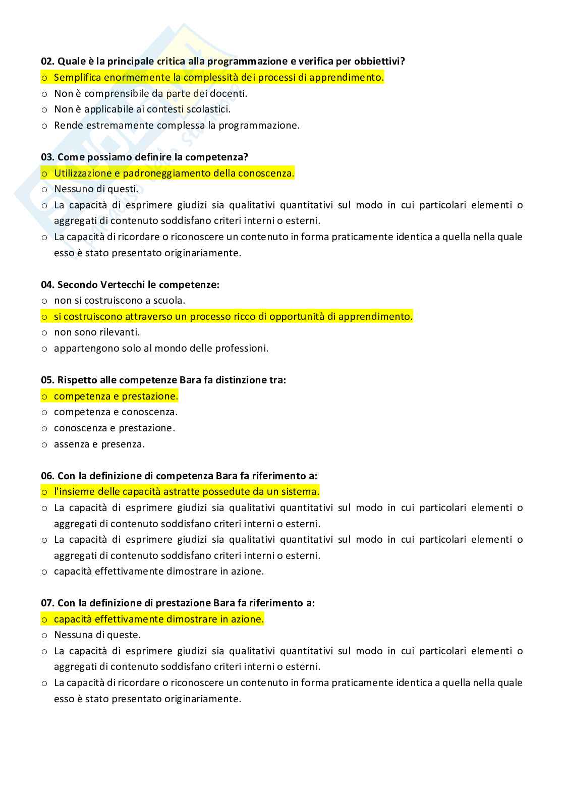 Paniere con risposte chiuse di docimologia Pag. 16