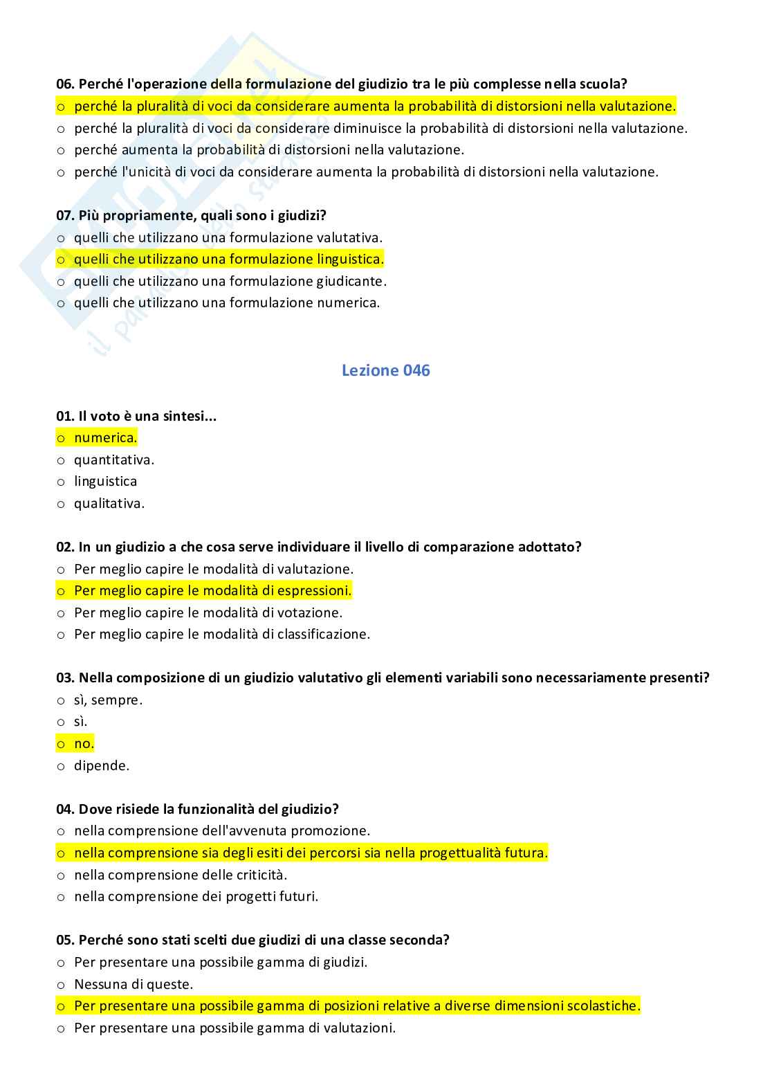 Paniere con risposte chiuse di docimologia Pag. 26