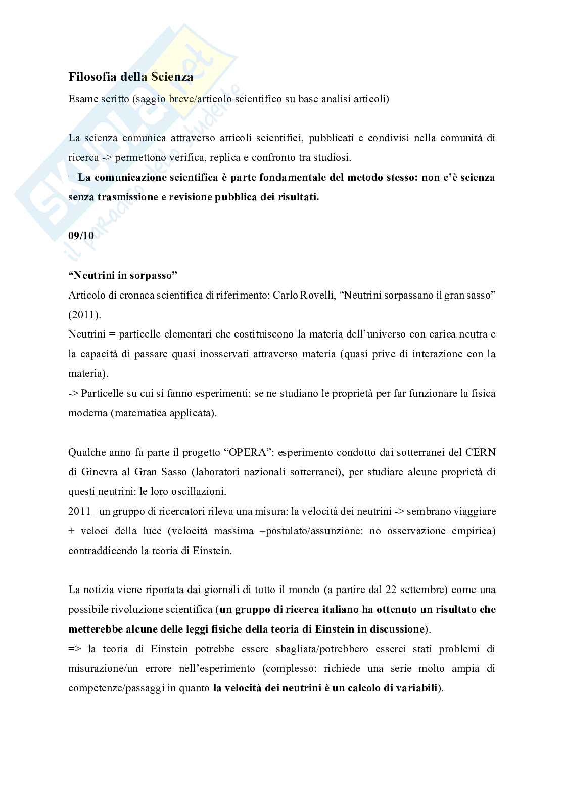 Filosofia della scienza   Pag. 1