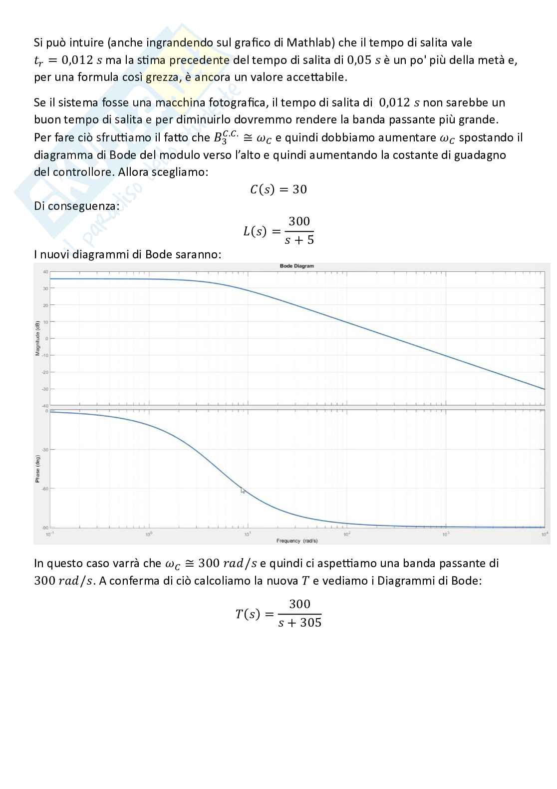 Controlli automatici, parte 7 - Banda passante e tempo di salita Pag. 21