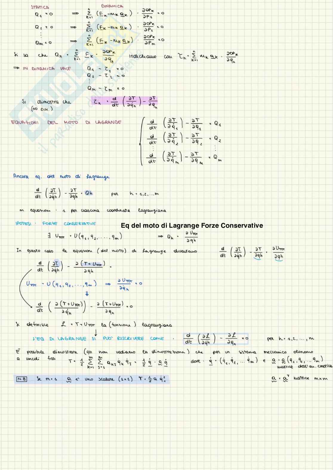 Appunti di Meccanica razionale t Pag. 51