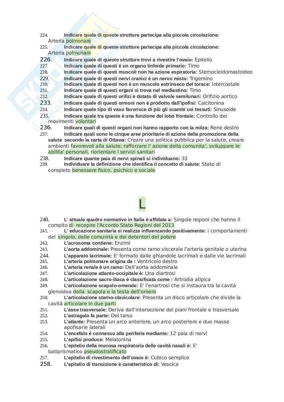 Paniere Anatomia, aggiornato e completo. In ordine Pag. 11