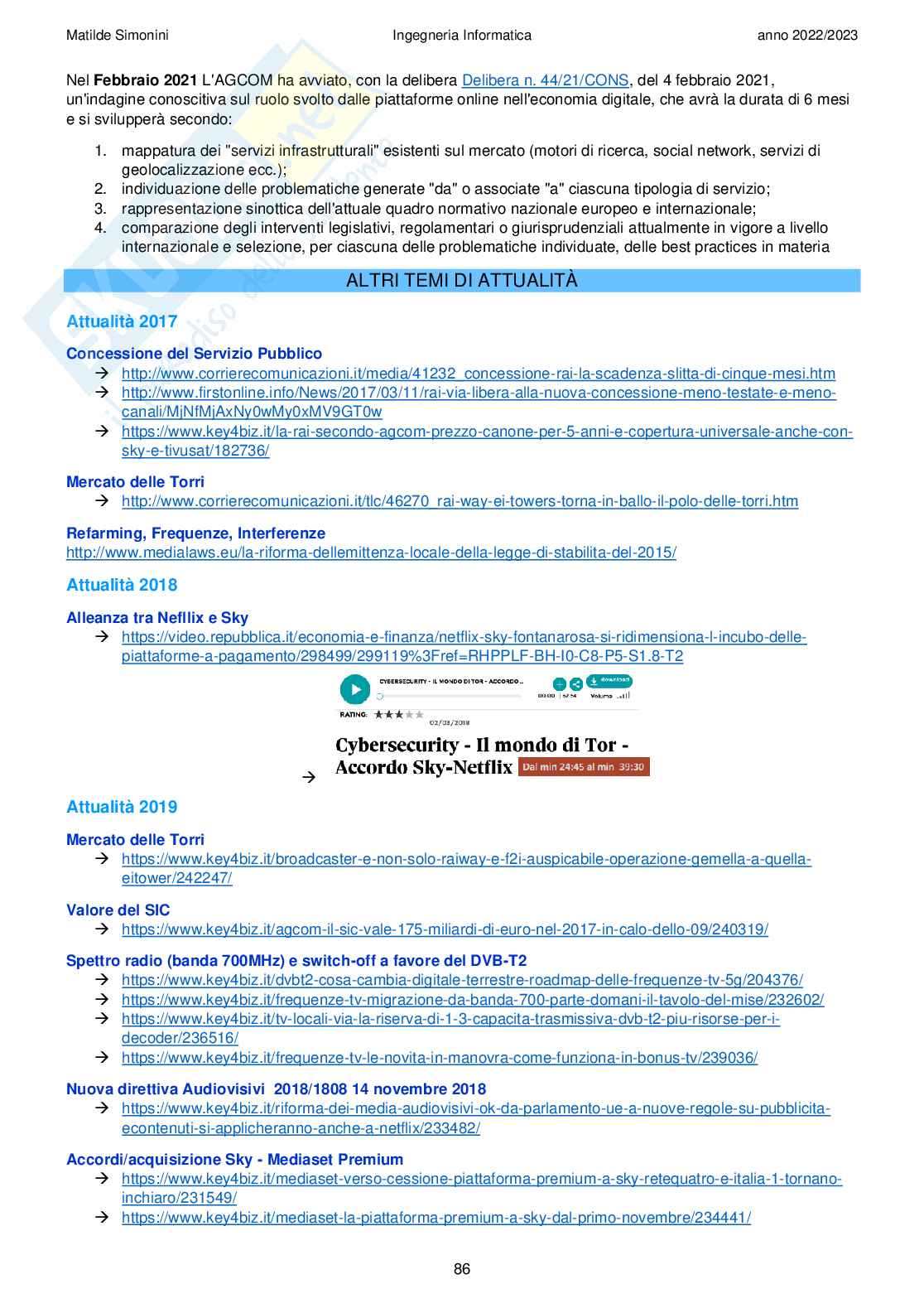 Normativa e regolamentazione delle Telecomunicazioni - Appunti Pag. 86