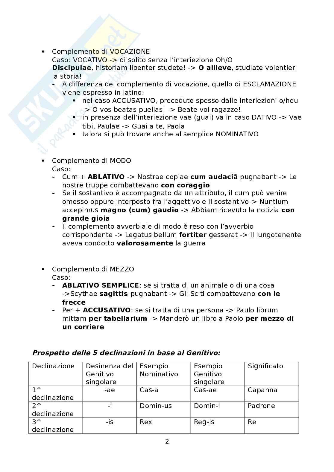 Appunti di Grammatica Latina Pag. 2