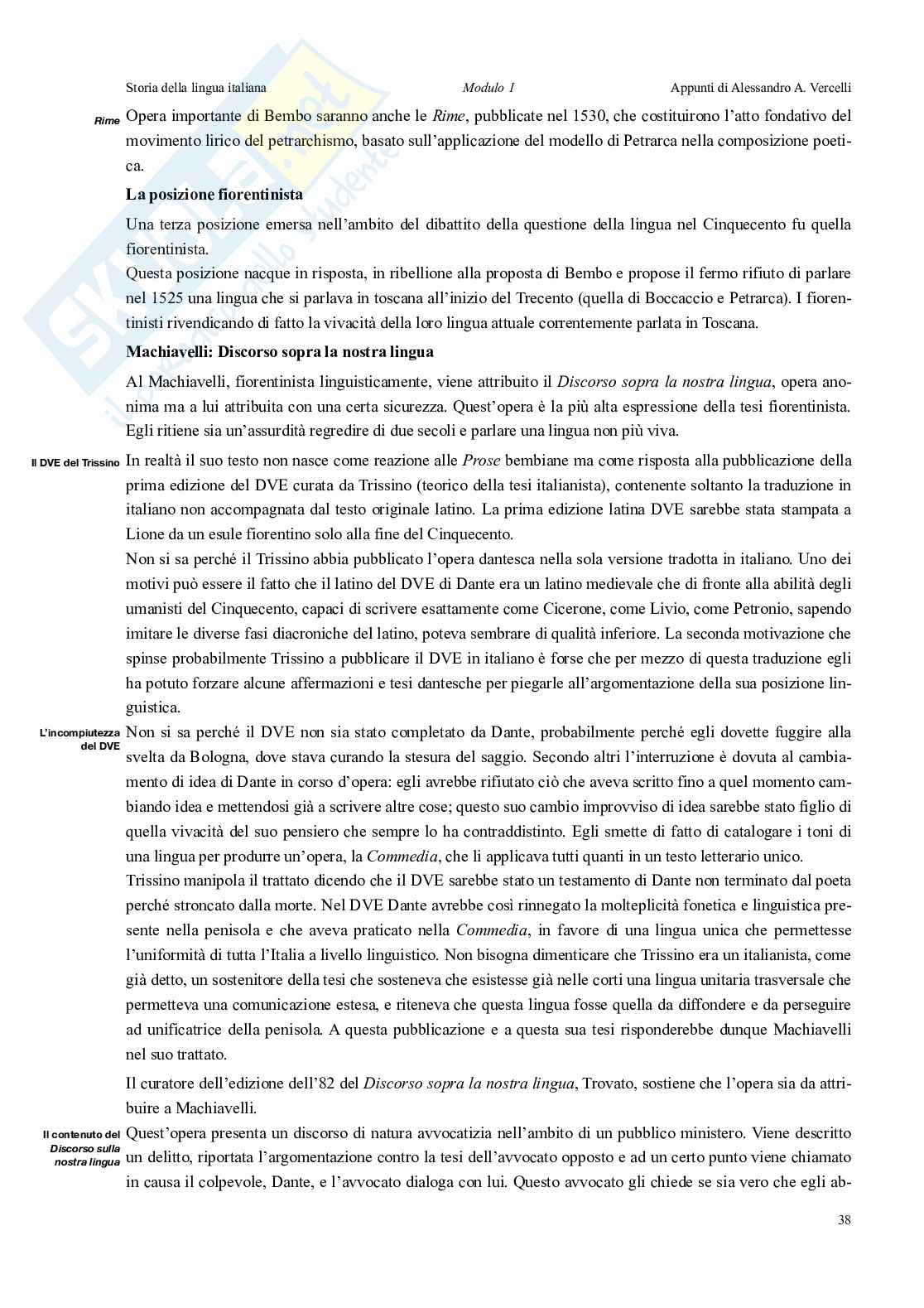 Storia della lingua italiana (Mod. 1): Dalle origini al Cinquecento Pag. 41