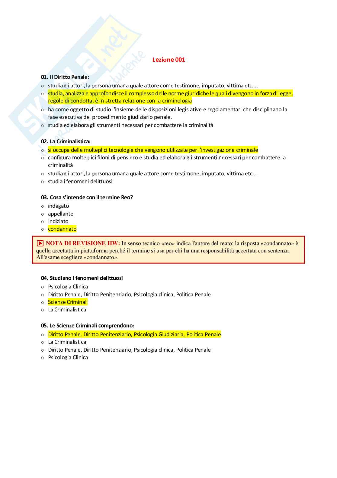 Paniere Criminologia investigativa 2026 - Quiz Risolti e Risposte Aperte ed Extra completo e corretto Pag. 2