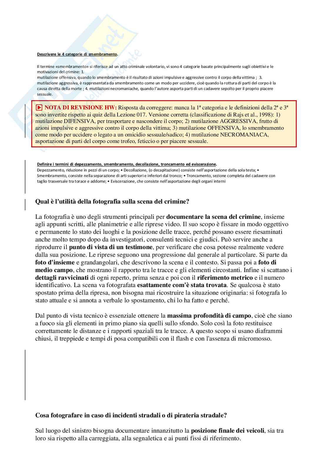 Paniere Criminologia investigativa 2026 - Quiz Risolti e Risposte Aperte ed Extra completo e corretto Pag. 51
