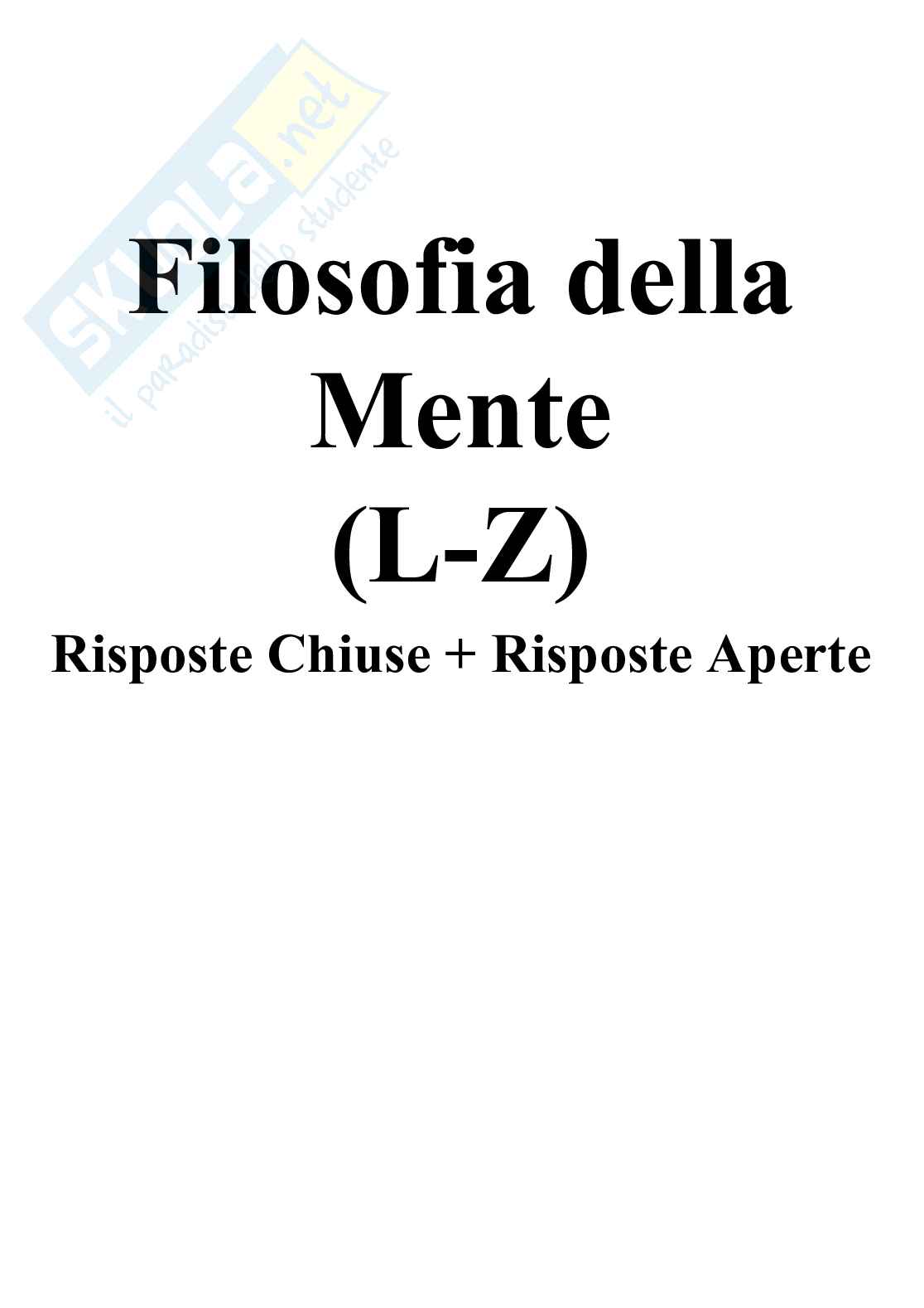 Filosofia della mente - Paniere compilato Pag. 1