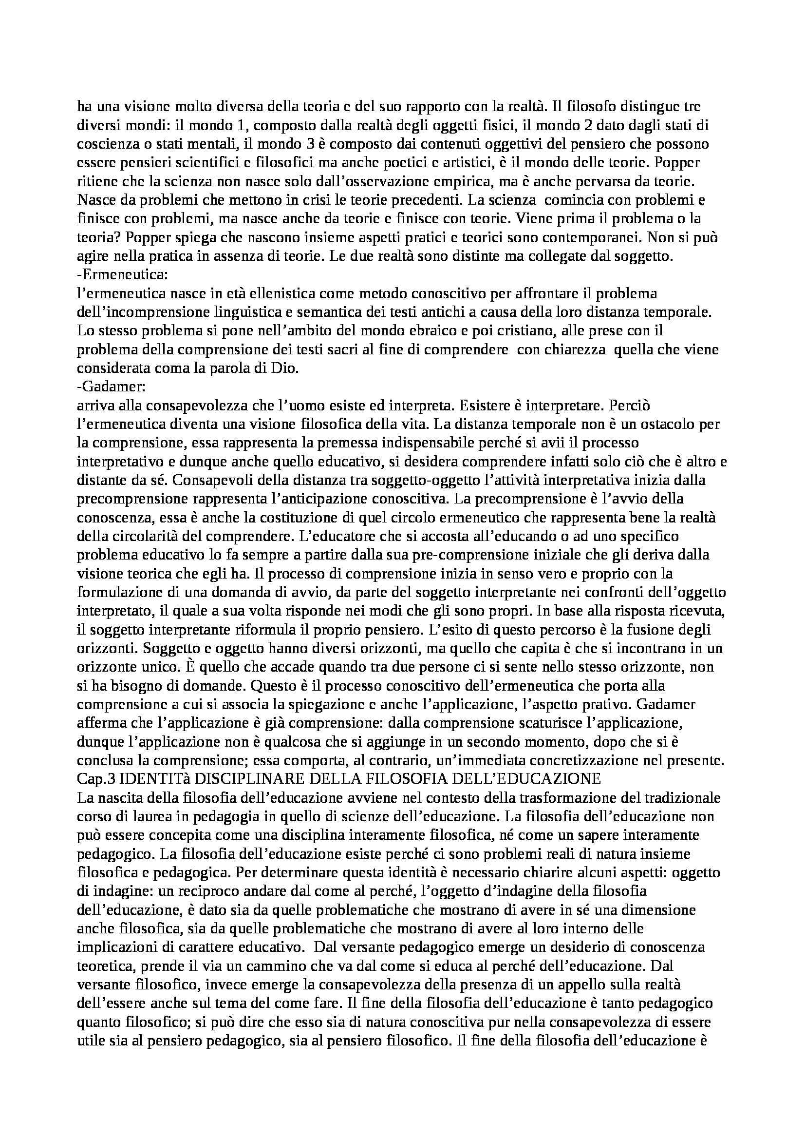 Riassunto esame brevi di Filosofia dell'educazione, prof. Loro Pag. 2