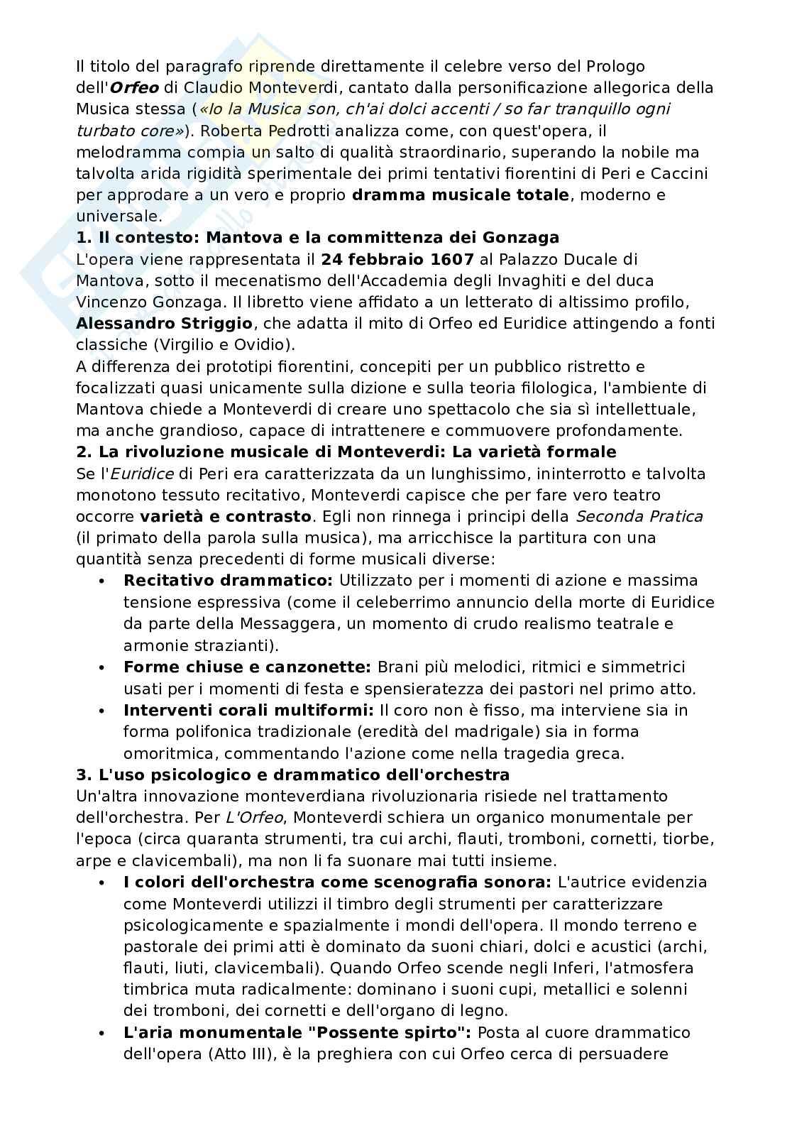 Riassunto esame Storia della musica, Prof. Pappalardo Matteo, libro consigliato Storia dell’opera lirica (Un immenso orizzonte), Pedrotti Pag. 11