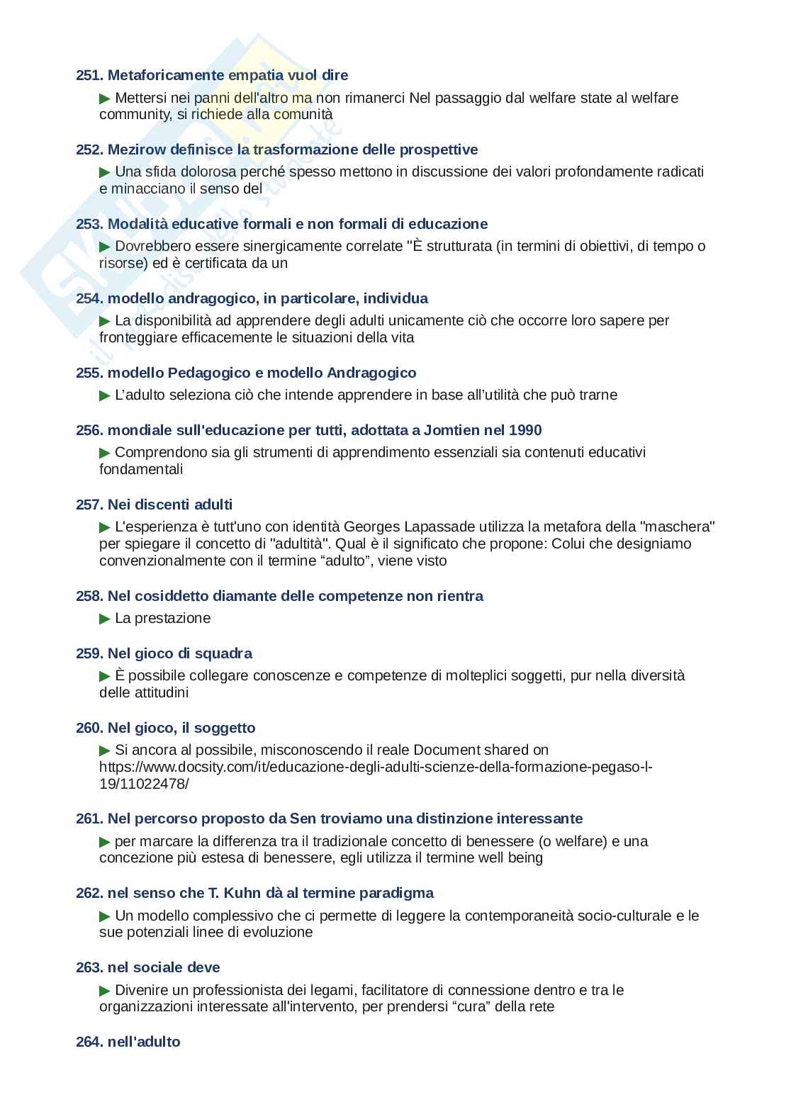 Domande e risposte Educazione degli adulti, ordine alfabetico 2025 Pag. 21