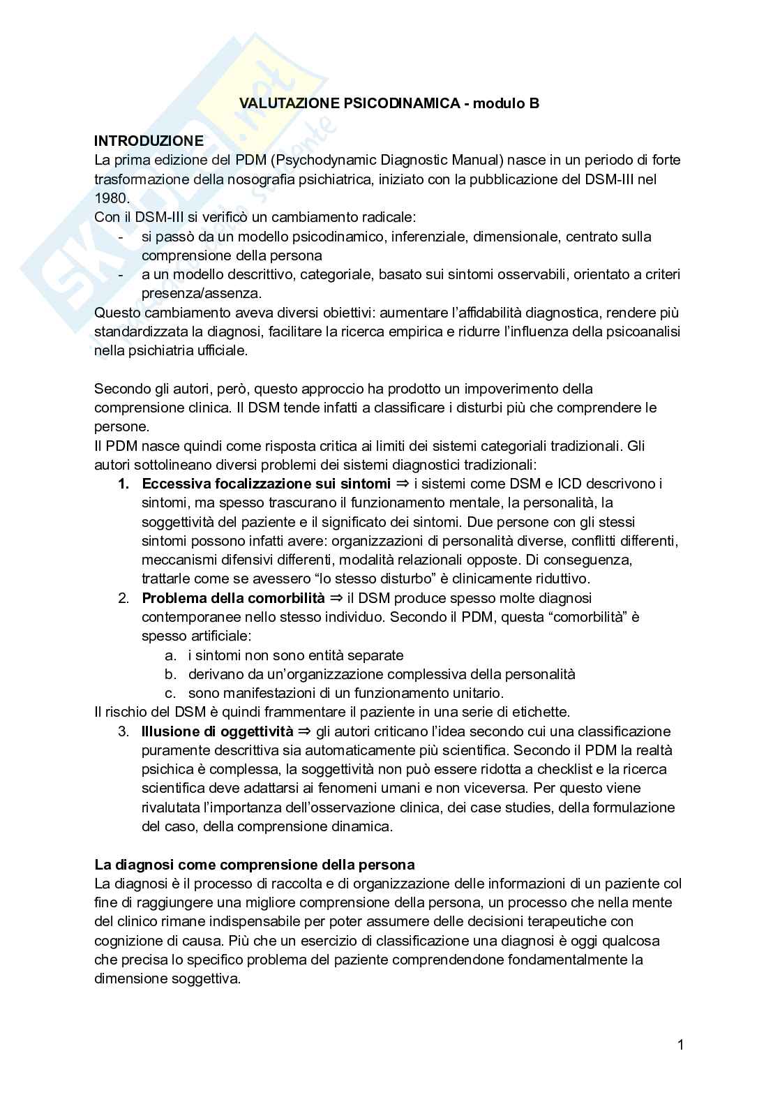 Appunti di Psicologia dinamica - modulo B Pag. 1