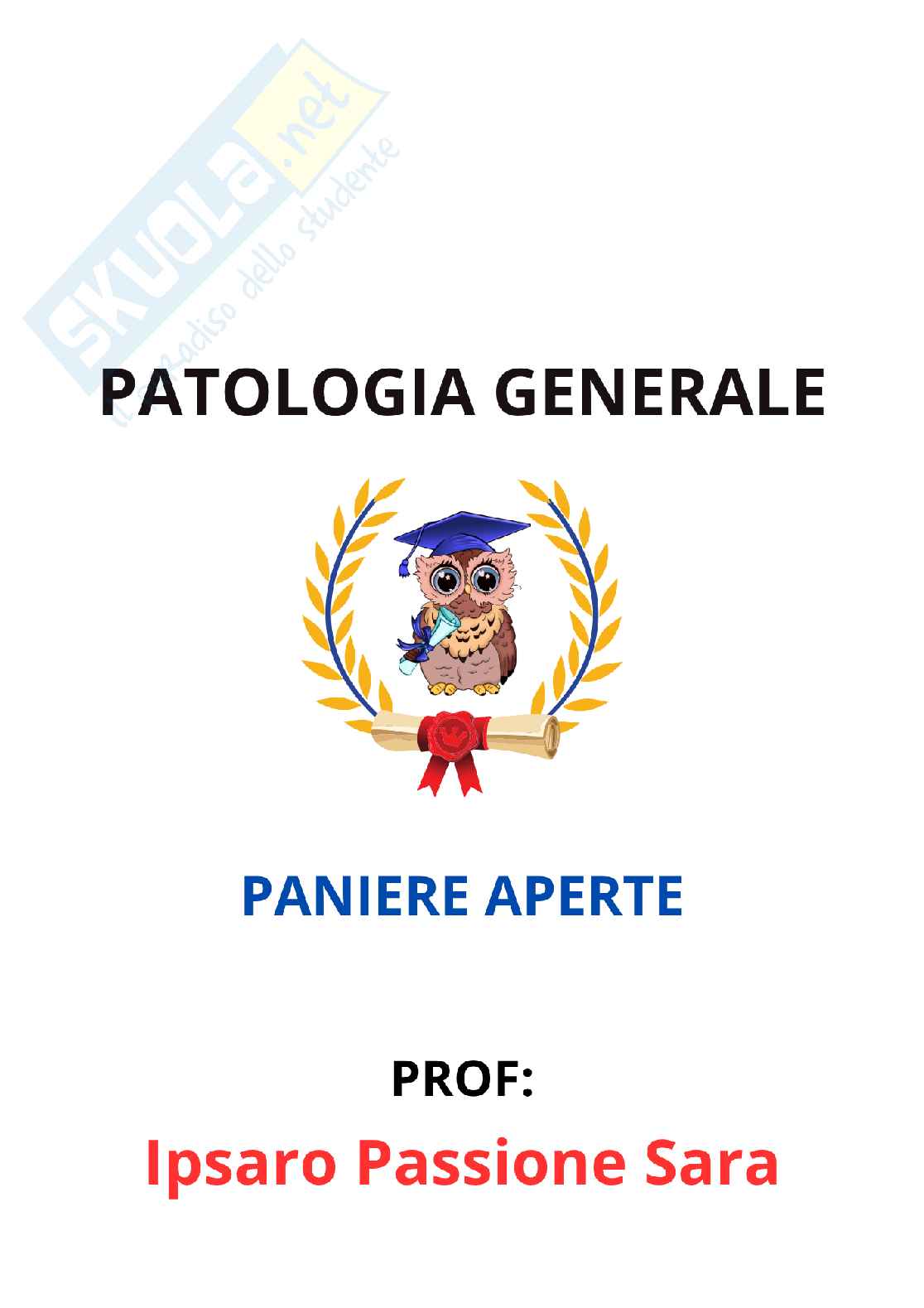 Paniere Patologia generale (2026) - Risposte aperte corrette  Pag. 1