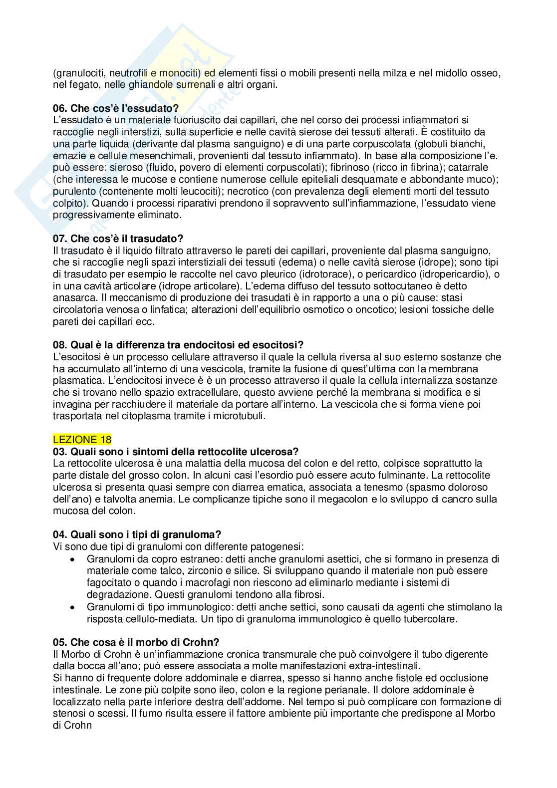 Paniere Patologia generale (2026) - Risposte aperte corrette  Pag. 11