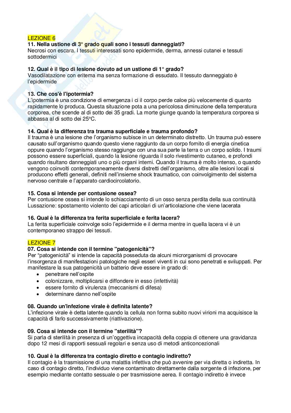 Paniere Patologia generale (2026) - Risposte aperte corrette  Pag. 6