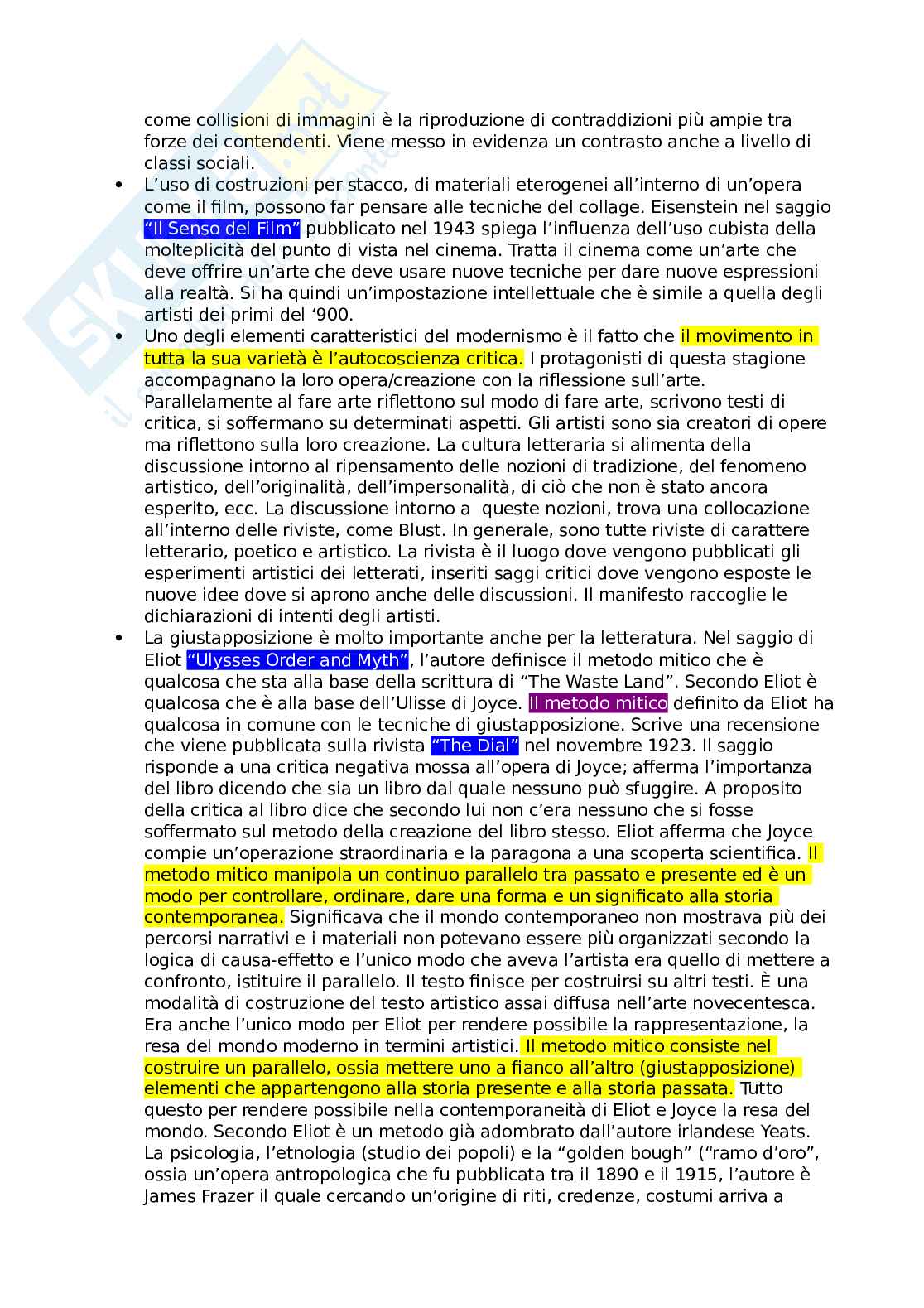 Modernismo Inglese: Woolf, Eliot, Pound e Joyce - Appunti di Letteratura Inglese Pag. 21