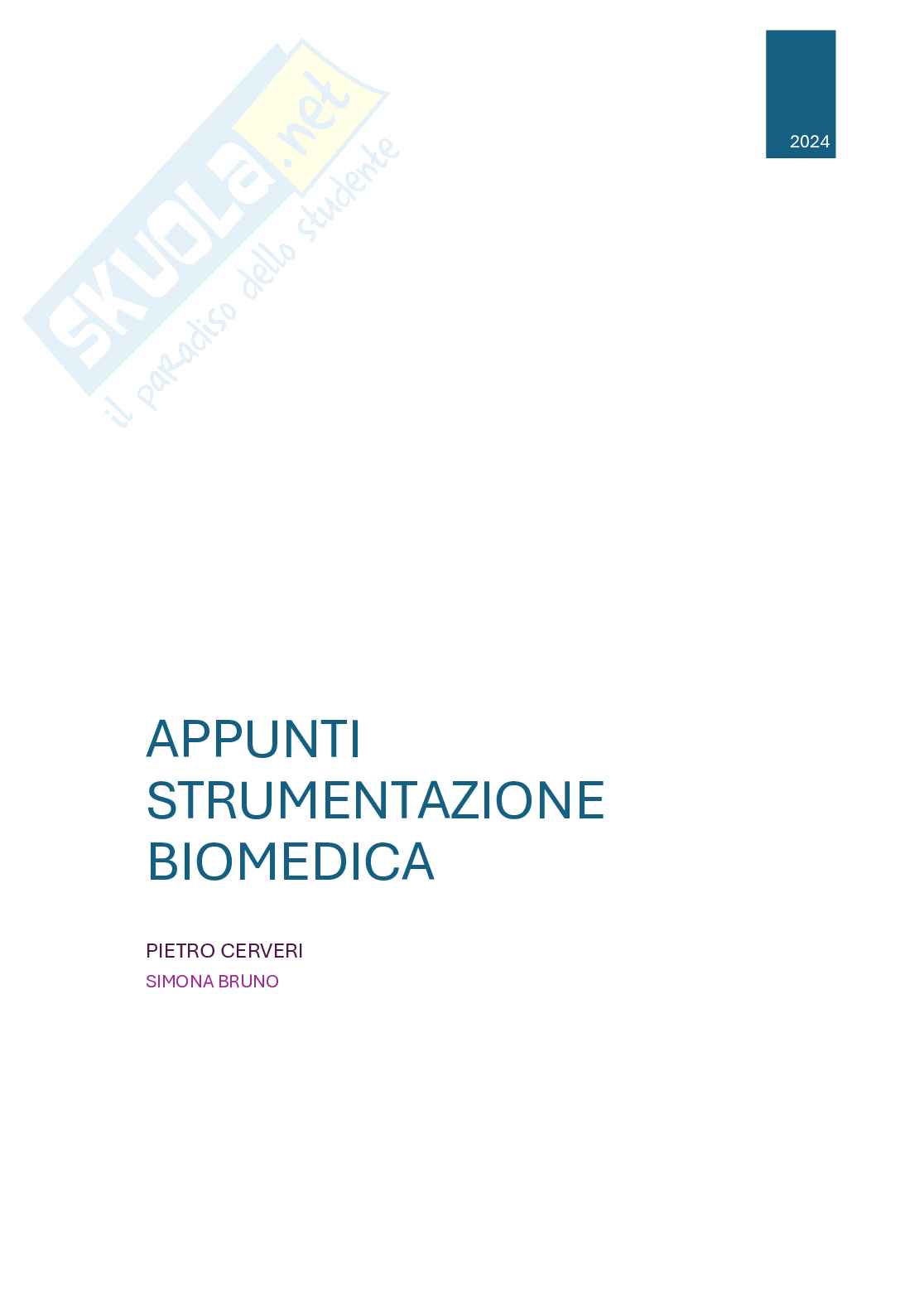 Appunti del corso di Strumentazione biomedica Pag. 1