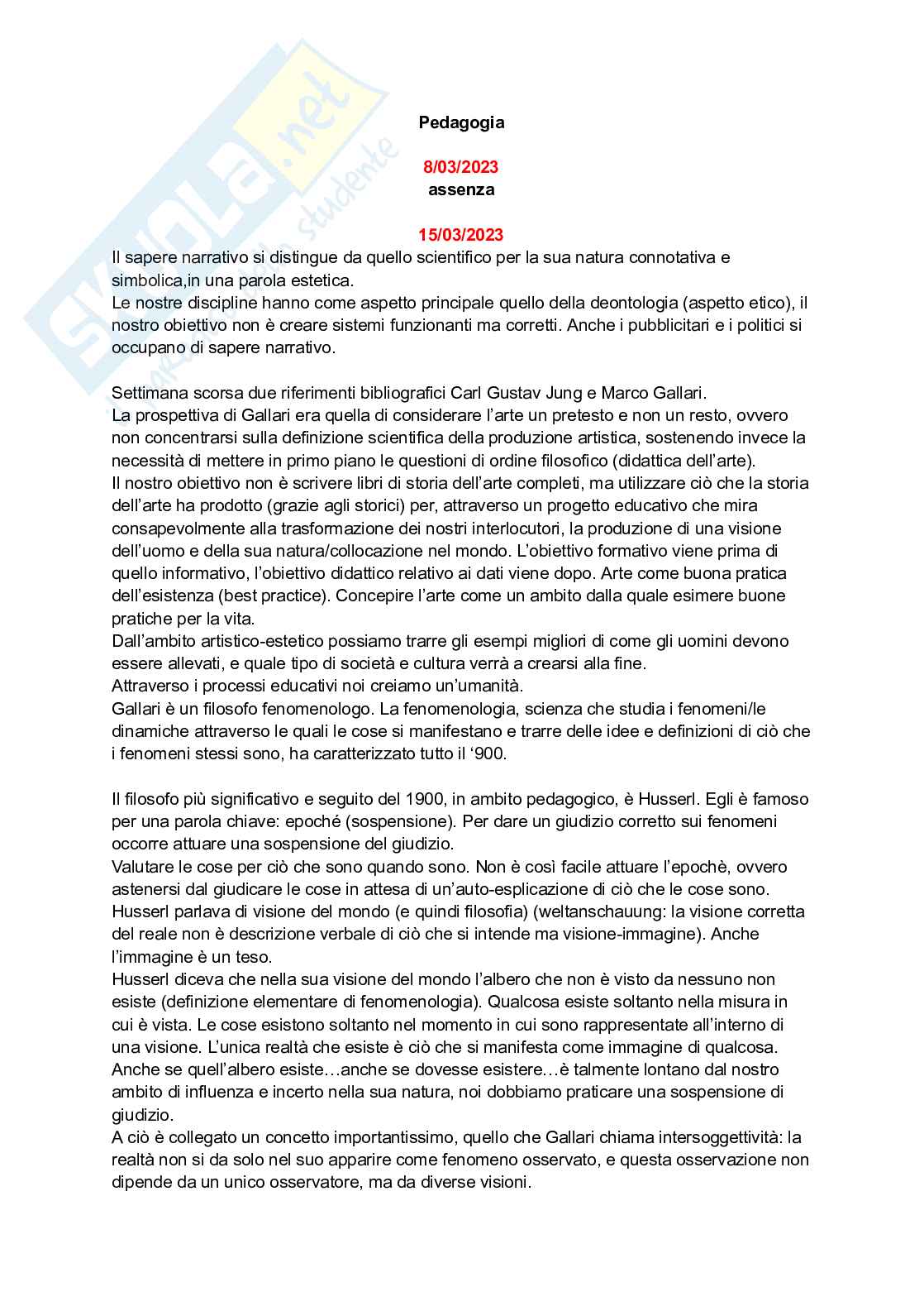 Appunti di Pedagogia Pag. 1