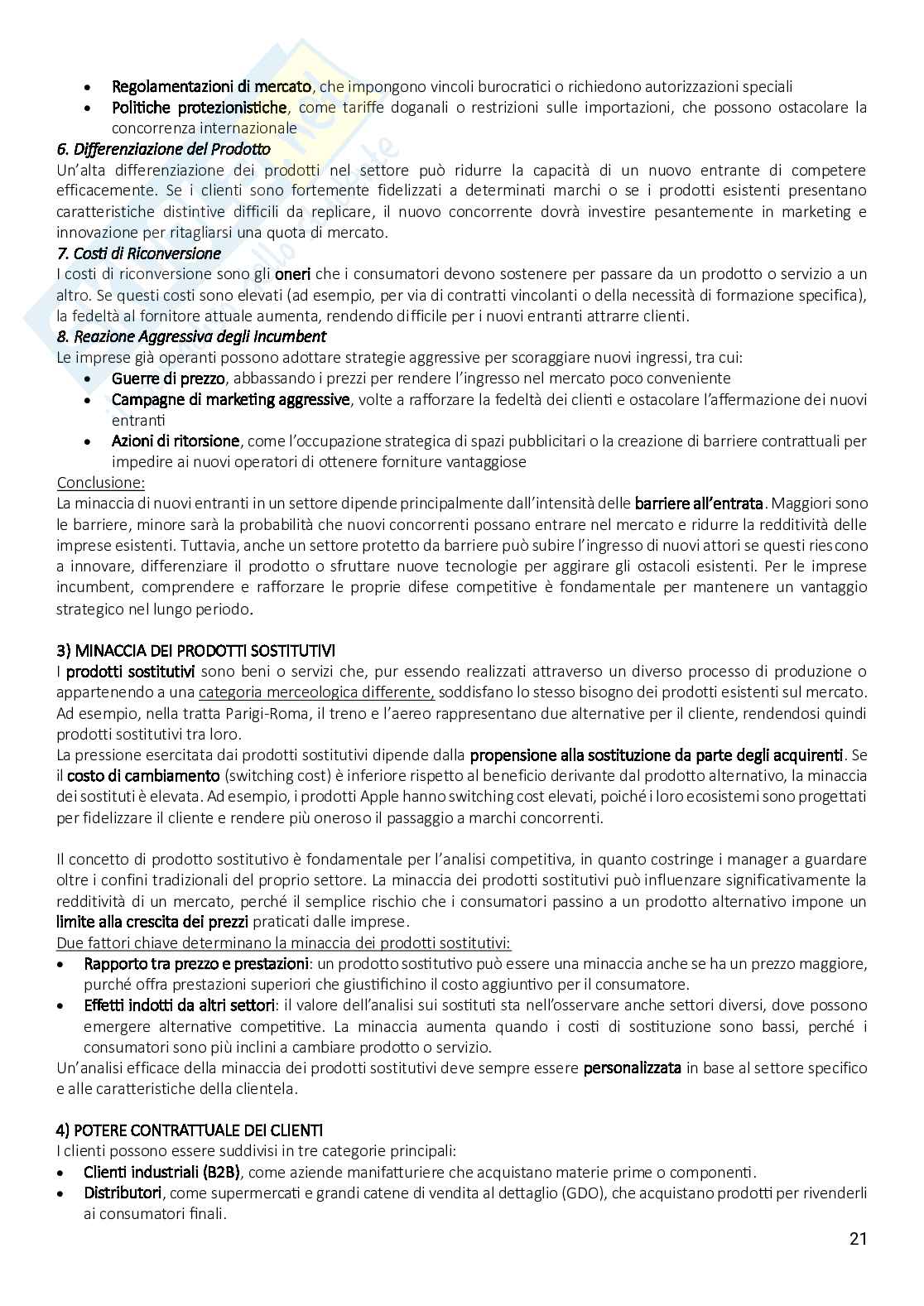 Riassunto esame Strategie e processi aziendali, Prof. Galeazzo Ambra, libro consigliato Economia e management delle imprese. Strategie e strumenti per la competitività e la gestione aziendale, Tunisini, Ferrucci, Pencarelli  Pag. 21