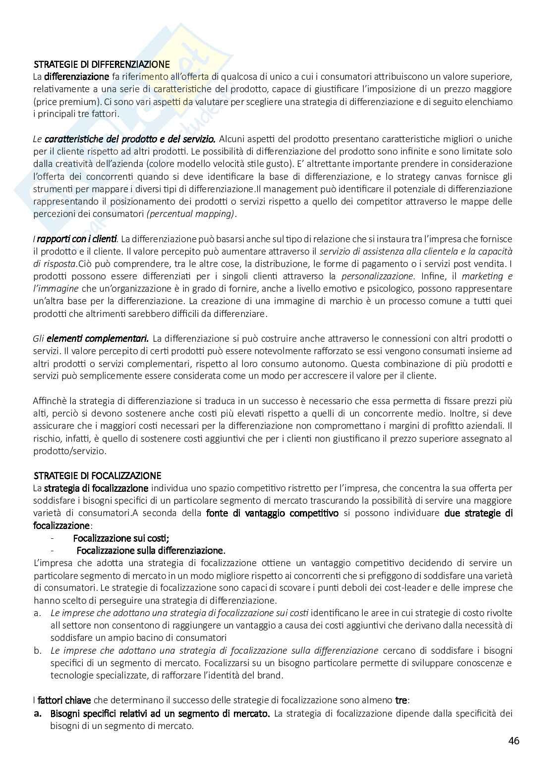 Riassunto esame Strategie e processi aziendali, Prof. Galeazzo Ambra, libro consigliato Economia e management delle imprese. Strategie e strumenti per la competitività e la gestione aziendale, Tunisini, Ferrucci, Pencarelli  Pag. 46