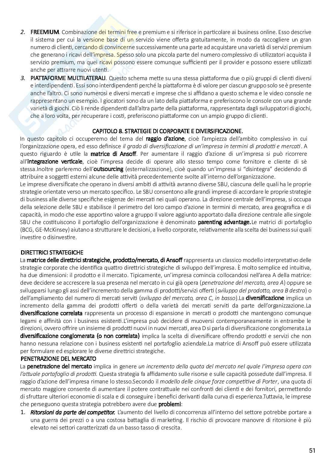 Riassunto esame Strategie e processi aziendali, Prof. Galeazzo Ambra, libro consigliato Economia e management delle imprese. Strategie e strumenti per la competitività e la gestione aziendale, Tunisini, Ferrucci, Pencarelli  Pag. 51