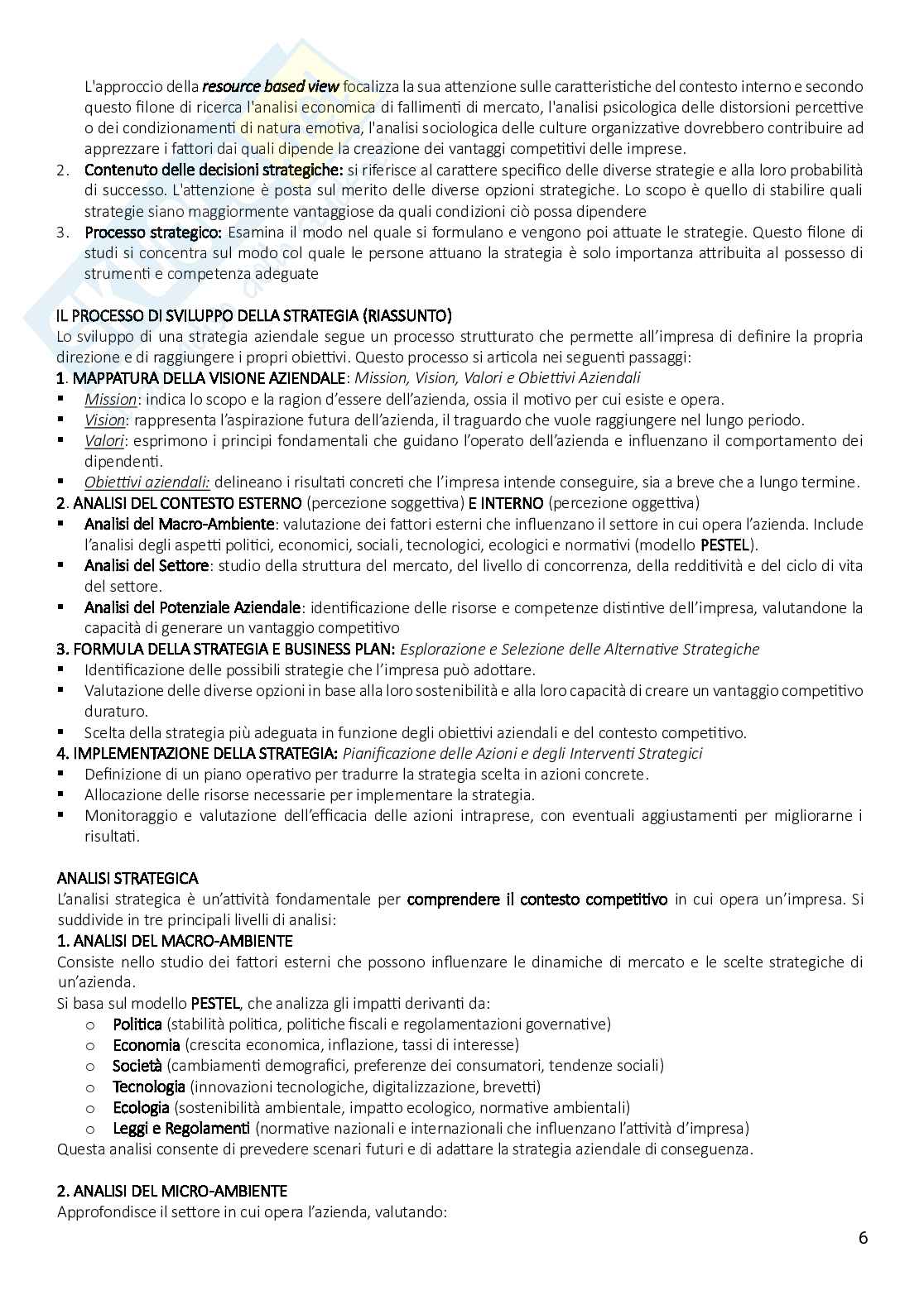 Riassunto esame Strategie e processi aziendali, Prof. Galeazzo Ambra, libro consigliato Economia e management delle imprese. Strategie e strumenti per la competitività e la gestione aziendale, Tunisini, Ferrucci, Pencarelli  Pag. 6