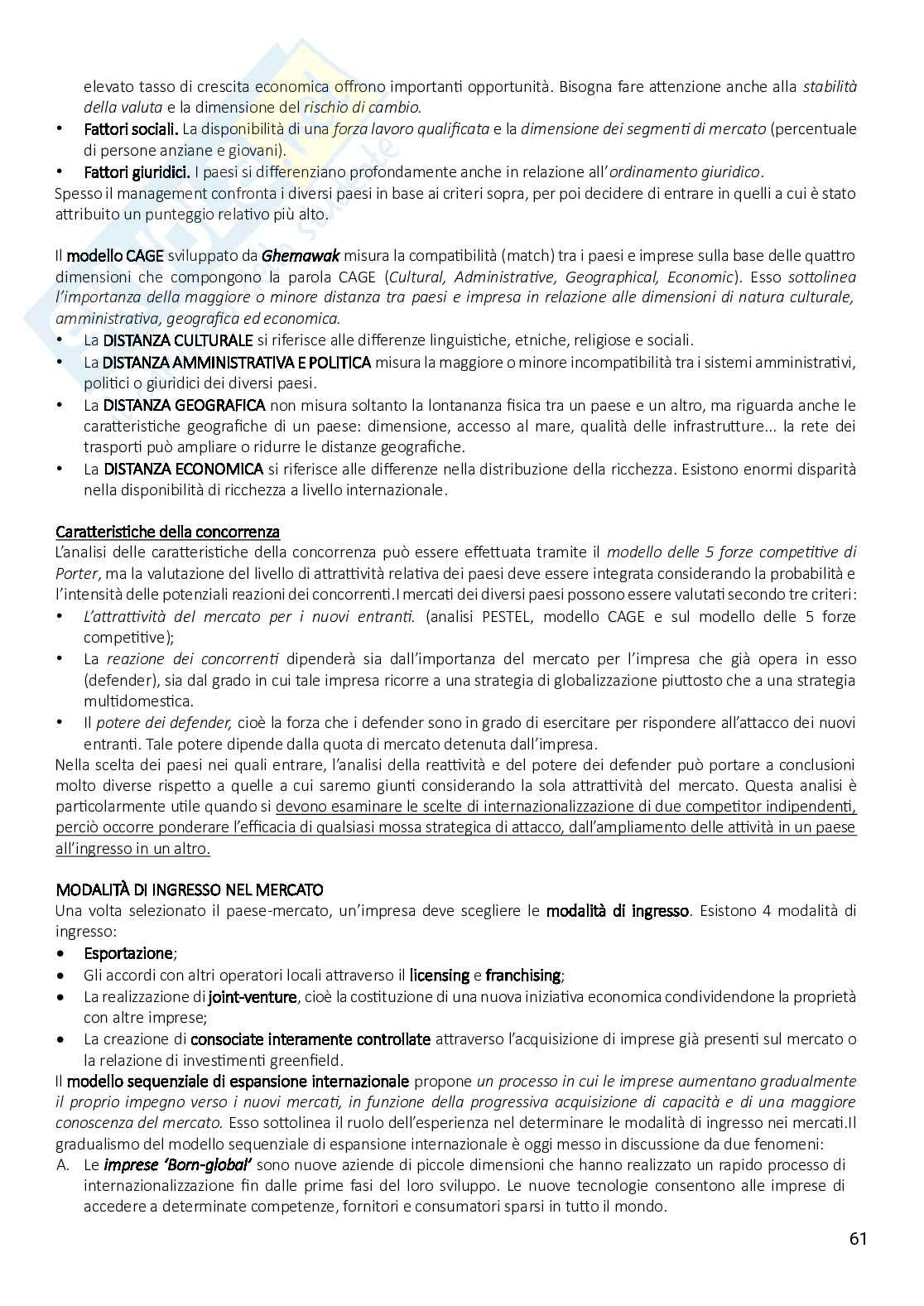 Riassunto esame Strategie e processi aziendali, Prof. Galeazzo Ambra, libro consigliato Economia e management delle imprese. Strategie e strumenti per la competitività e la gestione aziendale, Tunisini, Ferrucci, Pencarelli  Pag. 61