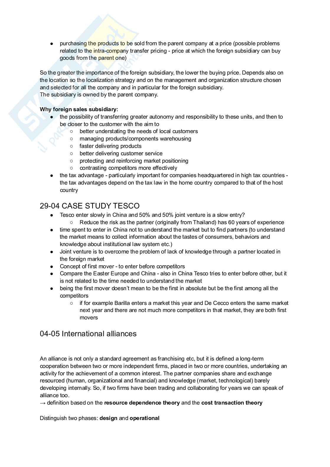 Internationalisation Strategies  - Appunti Pag. 36