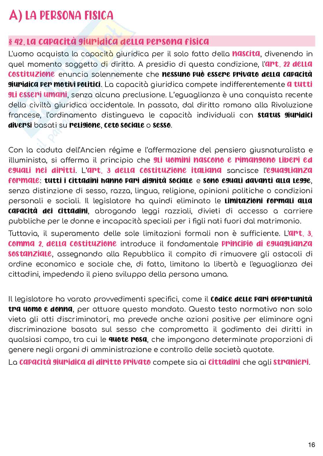 Riassunto esame Diritto privato I, Prof. Gorgoni Antonio, libro consigliato Manuale di diritto privato  , Torrente, Schlesinger   Pag. 16