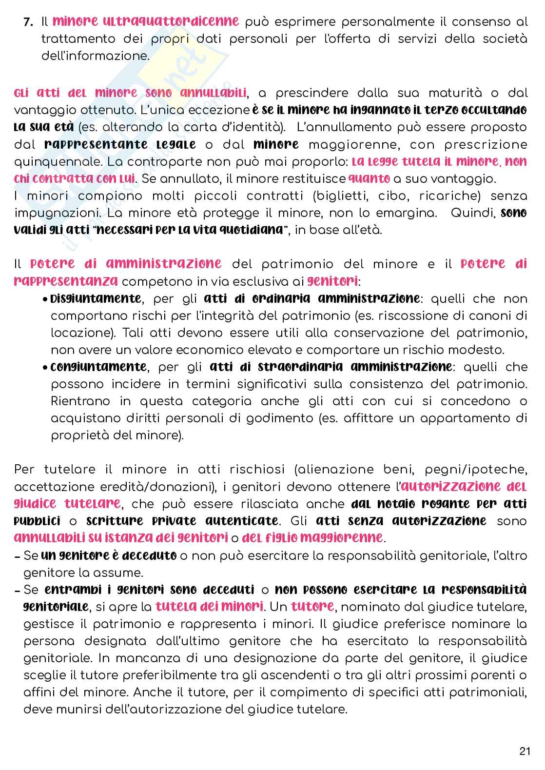 Riassunto esame Diritto privato I, Prof. Gorgoni Antonio, libro consigliato Manuale di diritto privato  , Torrente, Schlesinger   Pag. 21
