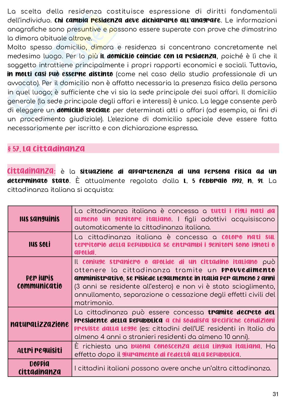 Riassunto esame Diritto privato I, Prof. Gorgoni Antonio, libro consigliato Manuale di diritto privato  , Torrente, Schlesinger   Pag. 31