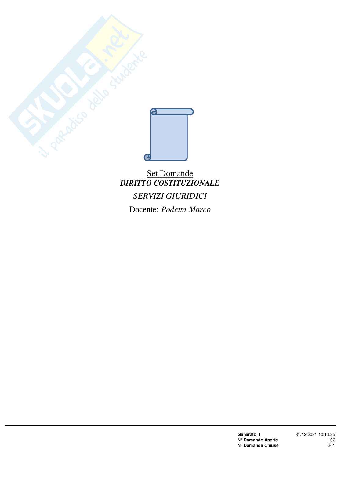 Paniere Diritto costituzionale  Pag. 1