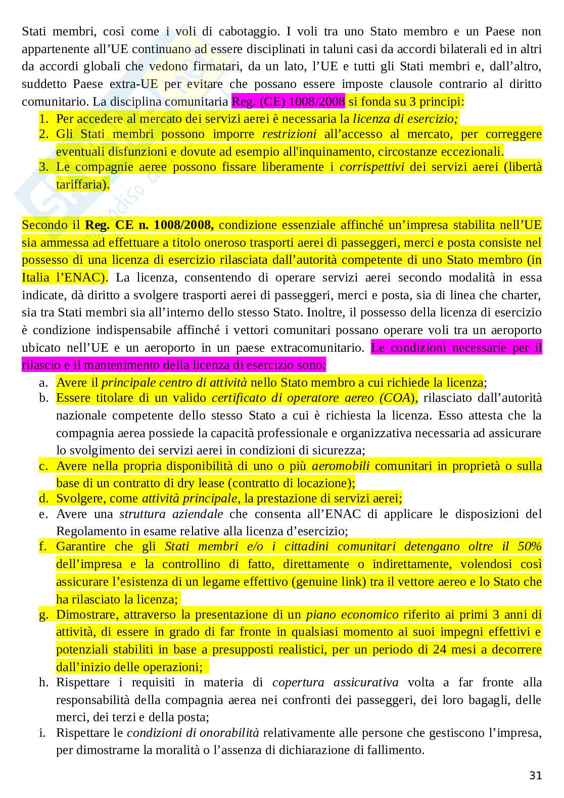 Riassunto esame Diritto dei trasporti, Prof. Romana Nicola, libro consigliato Corso breve di Diritto dei trasporti, CASANOVA-BRIGNARDELLO Pag. 31