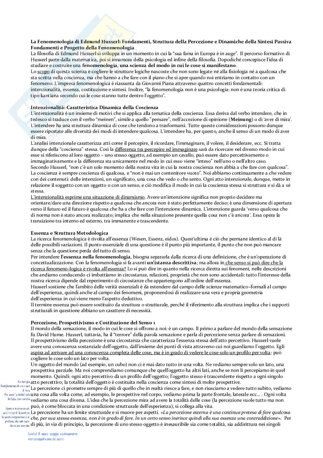 Riassunto esame Istituzioni di estetica, Prof. Serra Carlo, libro consigliato Lezioni sulla sintesi passiva, Passeggiata sulla collina di Loreto, Tendenze sintetiche, Filosofia della Musica e Jazz cosmopolita ad Accra , Husserl, Piana, Feld Pag. 1