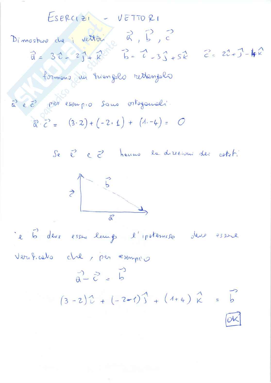 Lezione 2 di Fisica I - Esercizi sui vettori Pag. 1